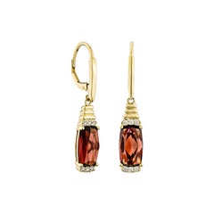Sunita Nahata Red Garnet 6.71ct. Earrings in 14Karat Yellow Gold with Diamond.