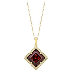 Sunita Nahata Red Garnet 8.66ct. Pendant in 18KYG with White Diamond.