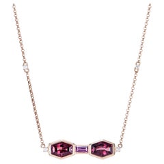 Sunita Nahata Rhodolite 1.89ct. Pendant in 14 Karat Rose Gold with Diamond.