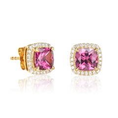 Sunita Nahata Rhodolite 2.39ct. Stud Earrings in 18KYG with White Diamond.