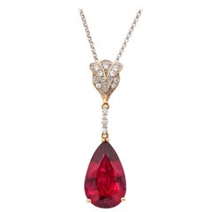 Sunita Nahata Rubellite Tourmaline 11.71ct. Pendant with Diamond in 18KYG.
