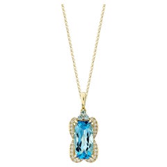 Sunita Nahata Topazio Blu Svizzero 4.94ct. Ciondolo in 14KYG con diamante bianco.