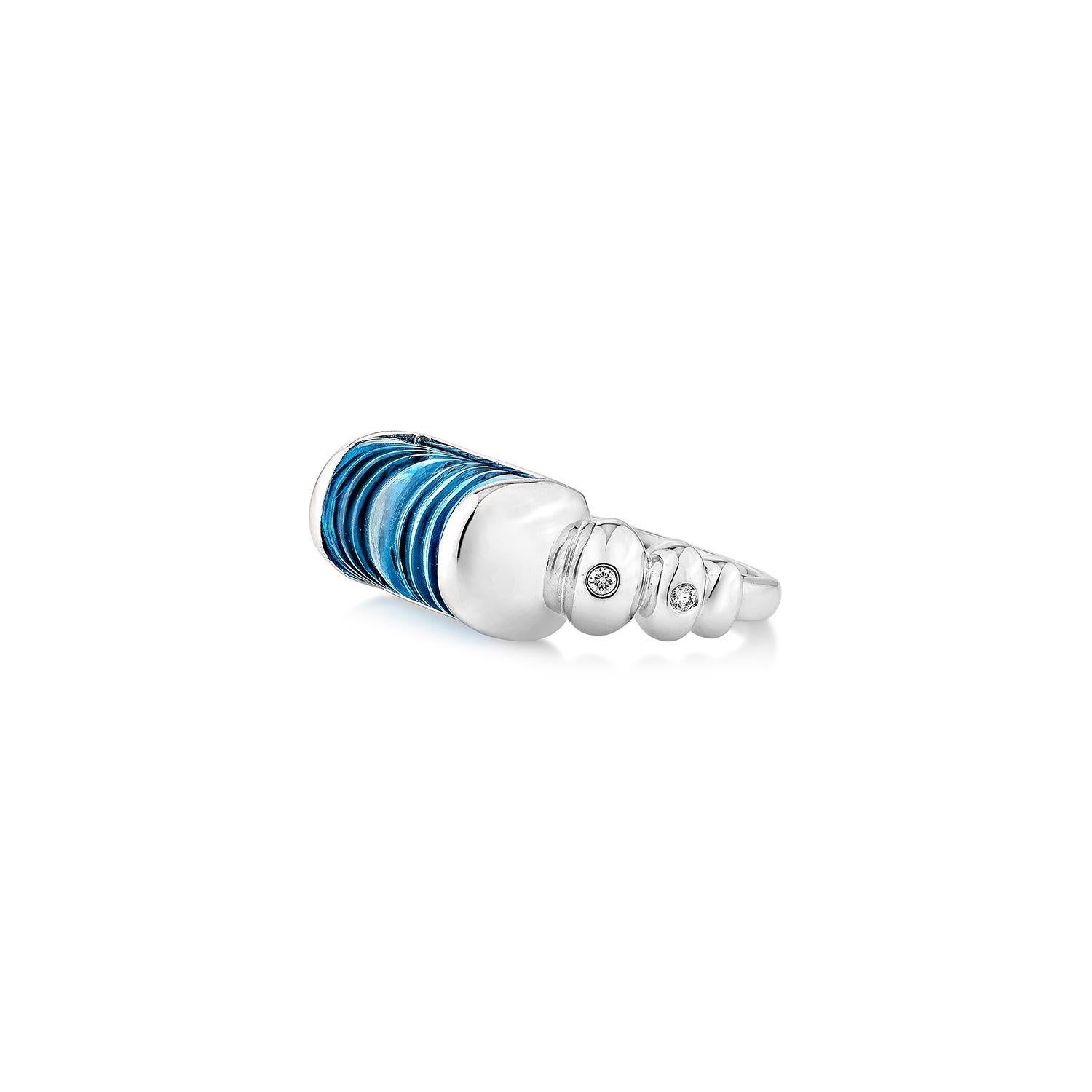 Sunita Nahata Schweizer Blautopas 8.43 Karat. Fancy Ring aus 18KWG mit Diamant. (Baguetteschliff) im Angebot