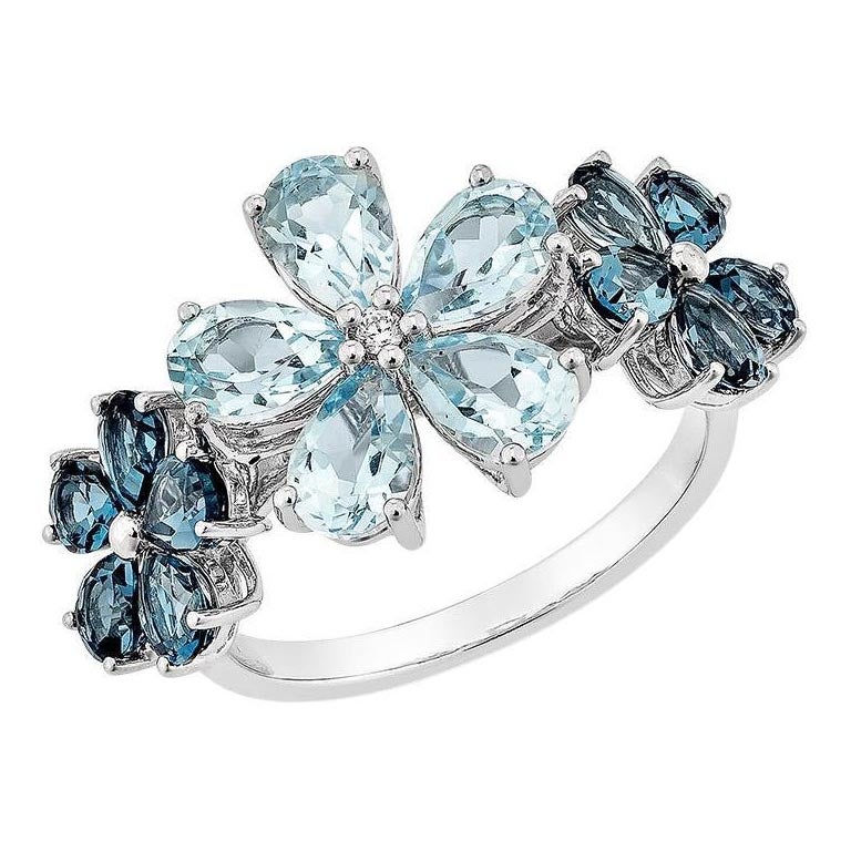 Sunita Nahata Swiss & London Blue Topaz 4.18ct. Ring in 14KWG with Diamond. For Sale