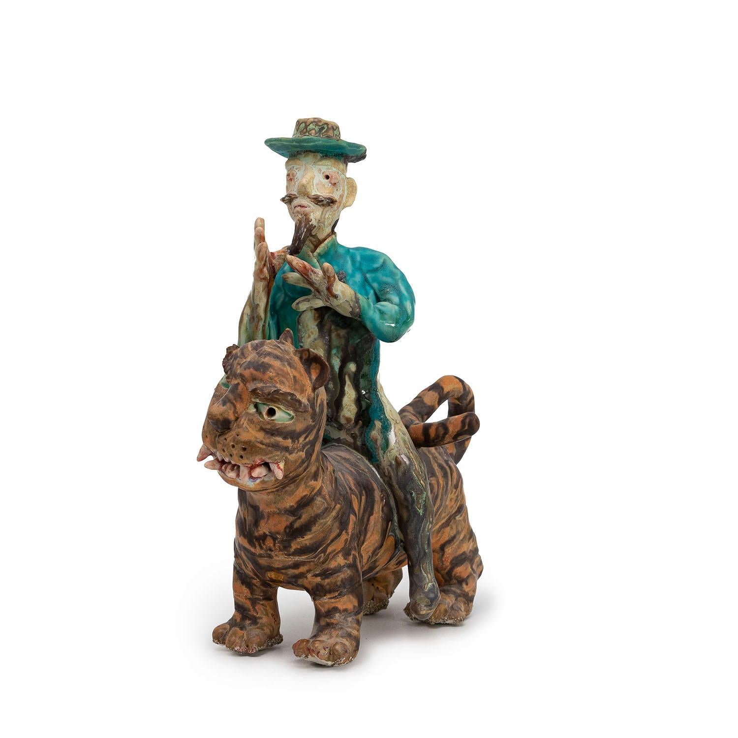 Man Riding Tiger by Sunkoo Yuh  - Contemporary Sculpture by SunKoo Yuh