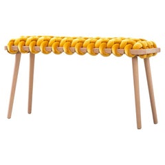 Hand Made Sunlight Yellow Velvet Woven Bench 47" Länge von Knots Studio