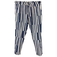 SUNNEI Size M Navy & White Stripe Cotton Drop-Crotch Casual Pants