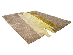 SUNNEVA Hand Tufted Modern Shaped Silk and Wool Rug in Green Colour by Hands