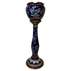 Antico jardiniere Royal Doulton di qualità con supporto