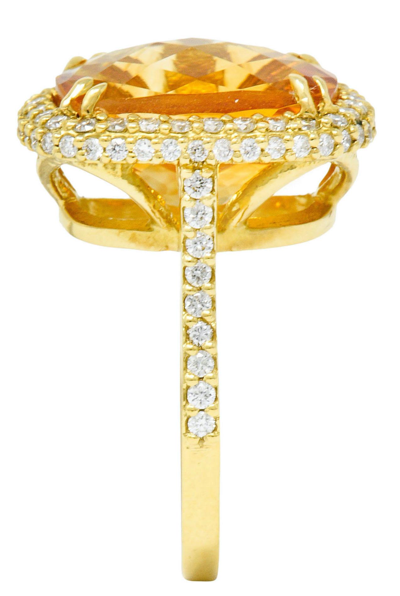 Sunny Citrine Diamond 18 Karat Gold Cocktail Ring 4