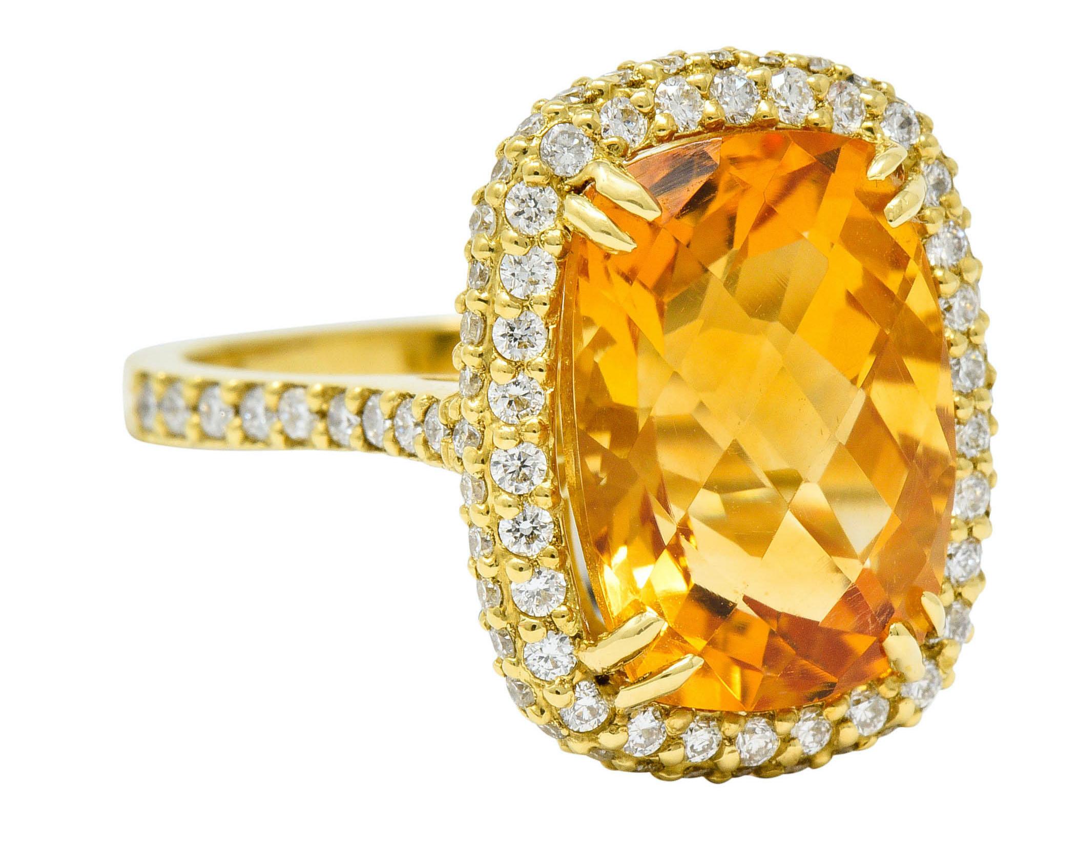 Contemporary Sunny Citrine Diamond 18 Karat Gold Cocktail Ring