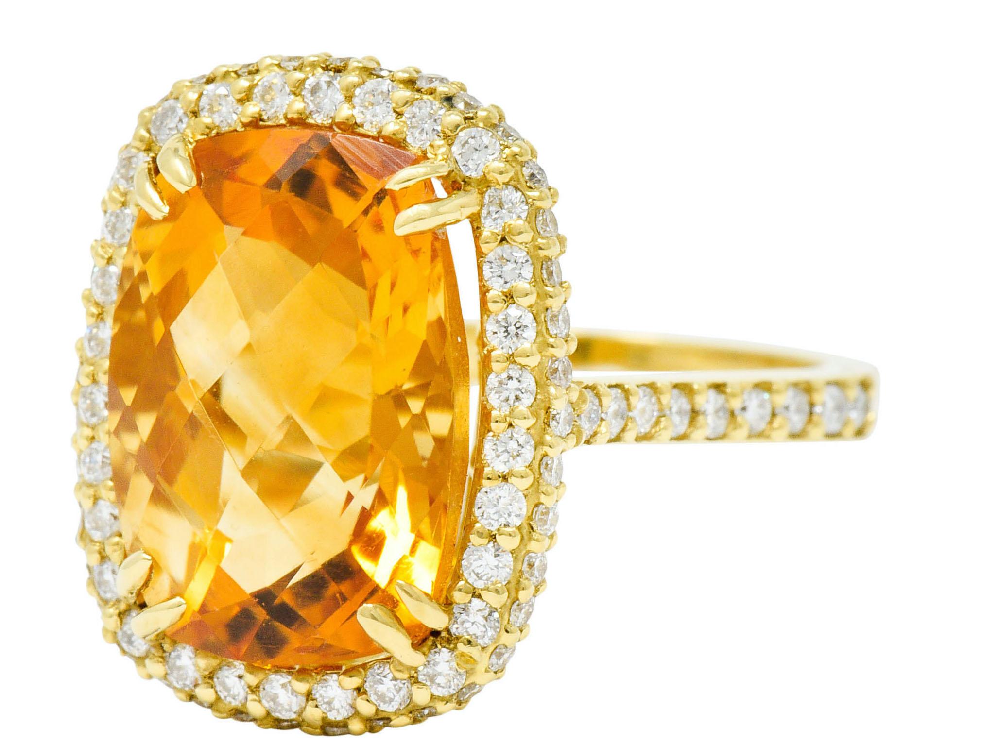 Sunny Citrine Diamond 18 Karat Gold Cocktail Ring 1