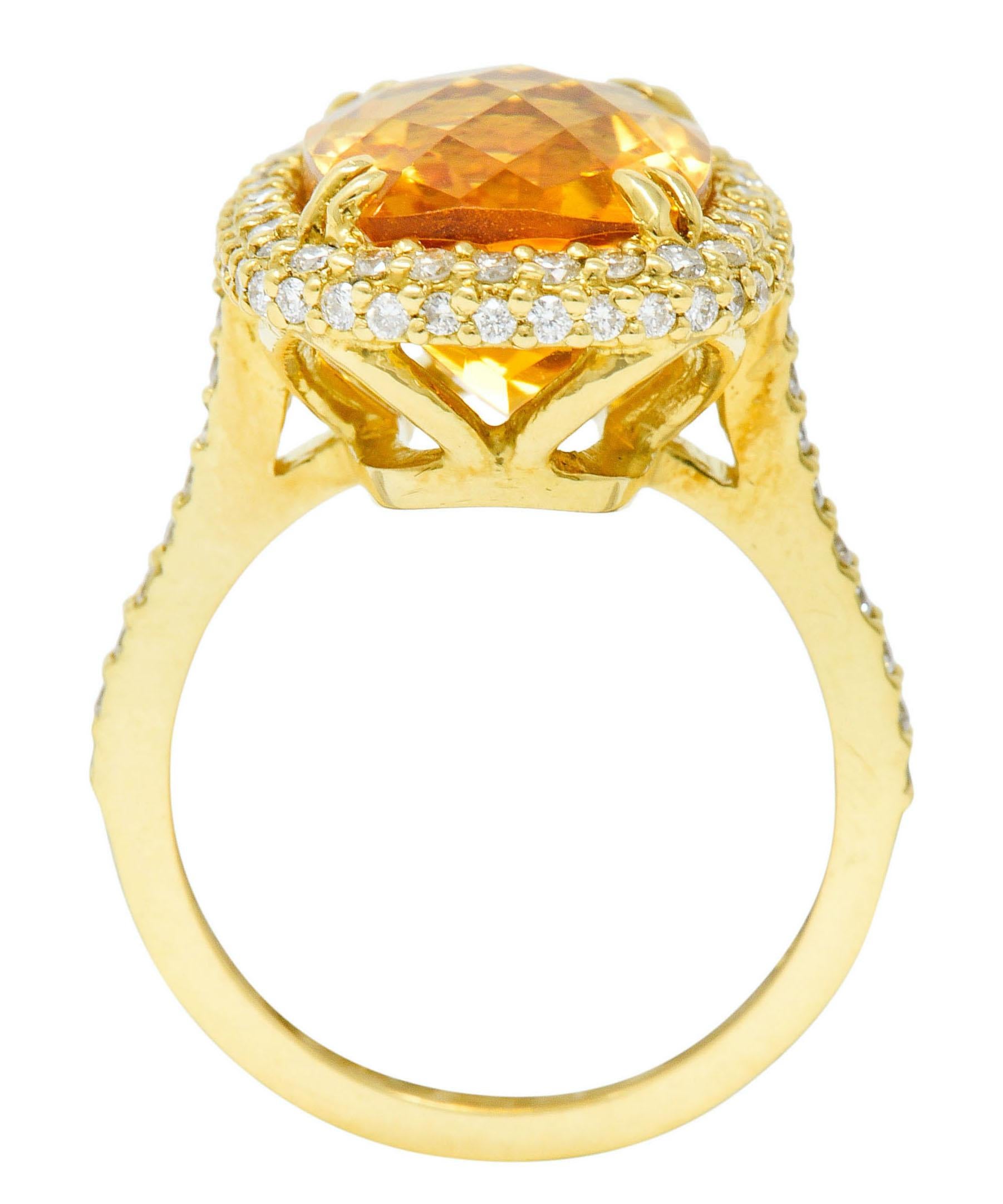 Sunny Citrine Diamond 18 Karat Gold Cocktail Ring 2