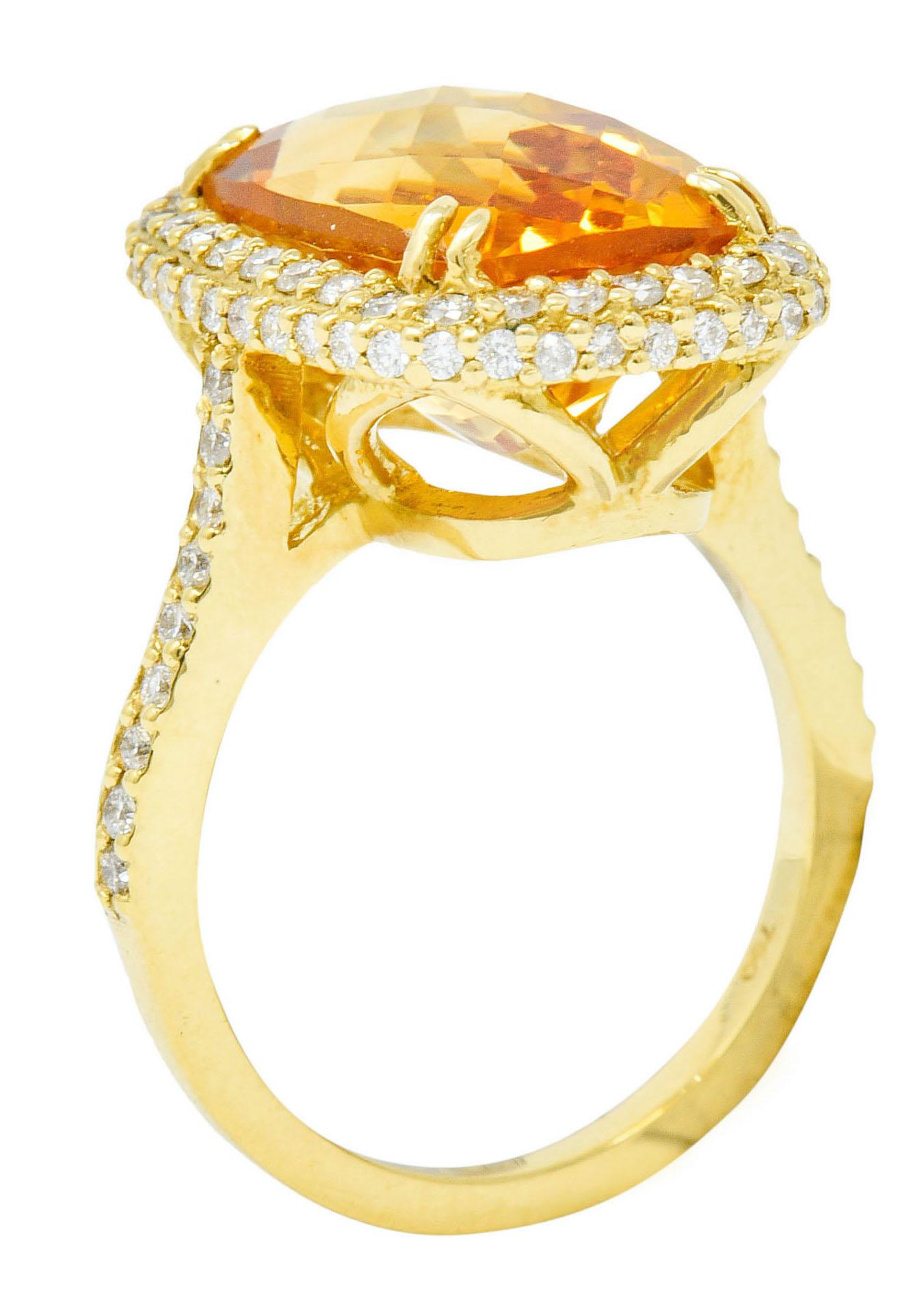 Sunny Citrine Diamond 18 Karat Gold Cocktail Ring 3