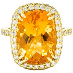 Sunny Citrine Diamond 18 Karat Gold Cocktail Ring