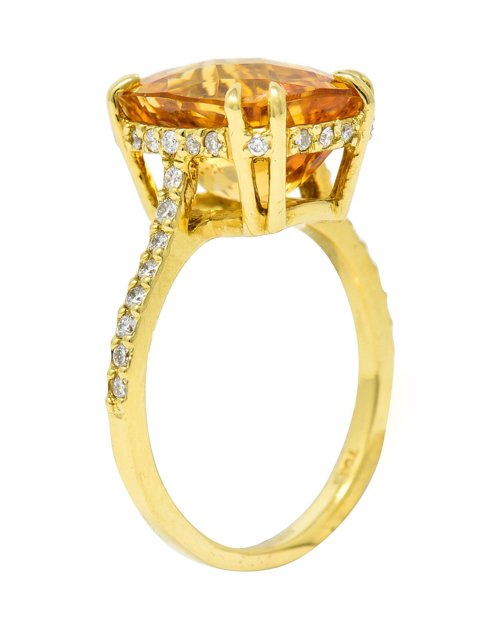 Sunny Citrine Diamond 18 Karat Gold Gemstone Cocktail Ring 4