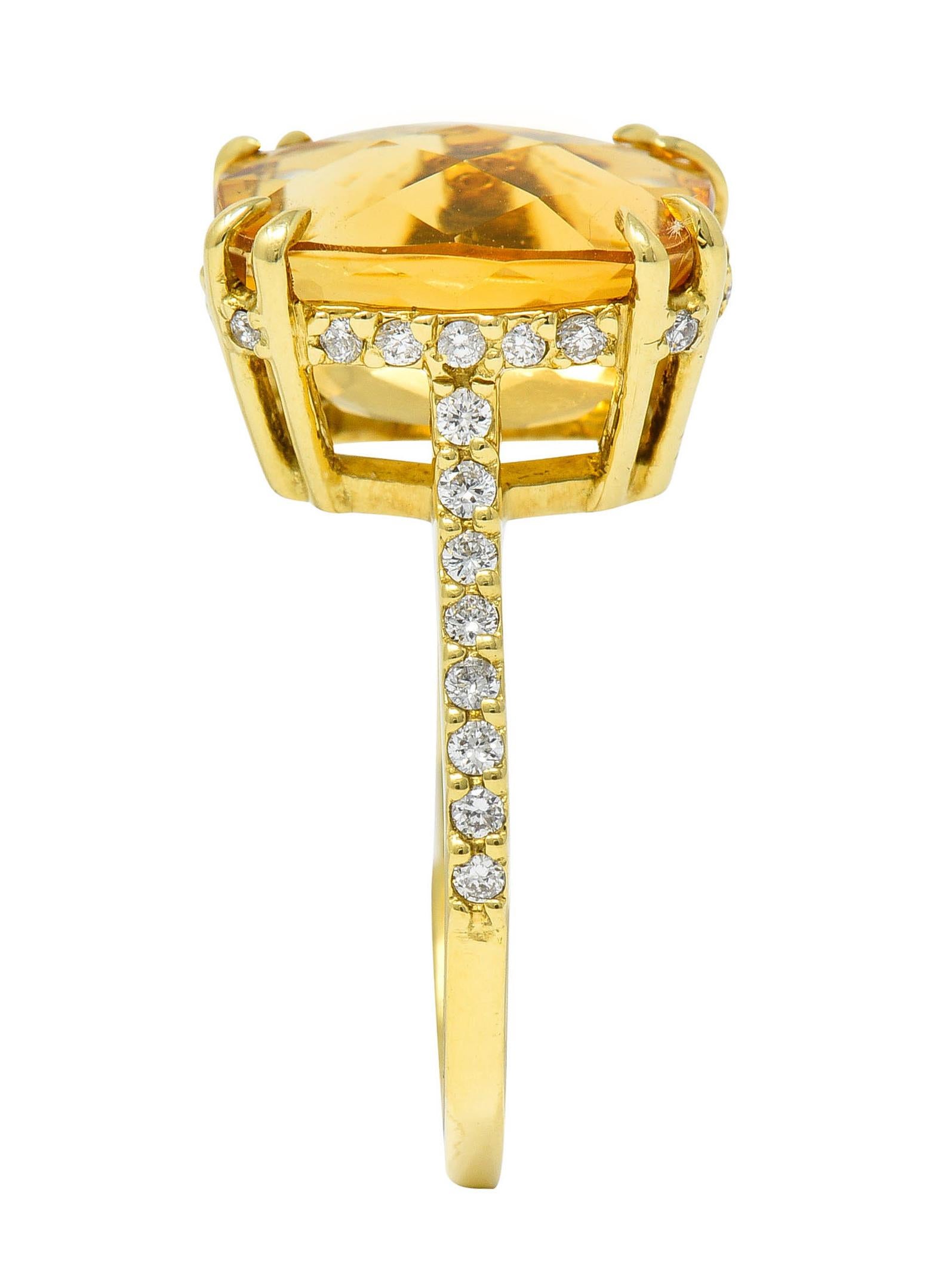 Sunny Citrine Diamond 18 Karat Gold Gemstone Cocktail Ring 5