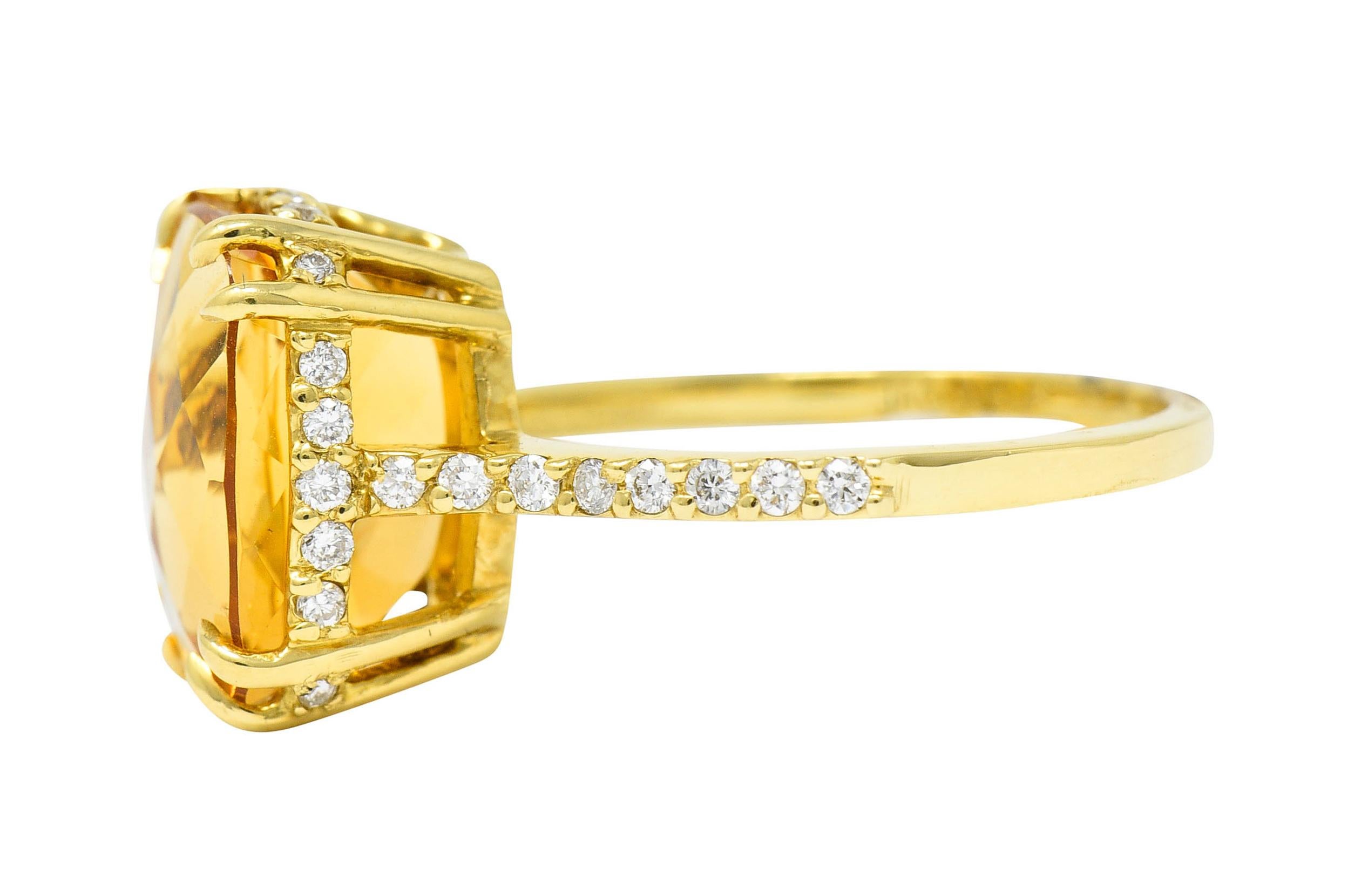 Sunny Citrine Diamond 18 Karat Gold Gemstone Cocktail Ring In Excellent Condition In Philadelphia, PA
