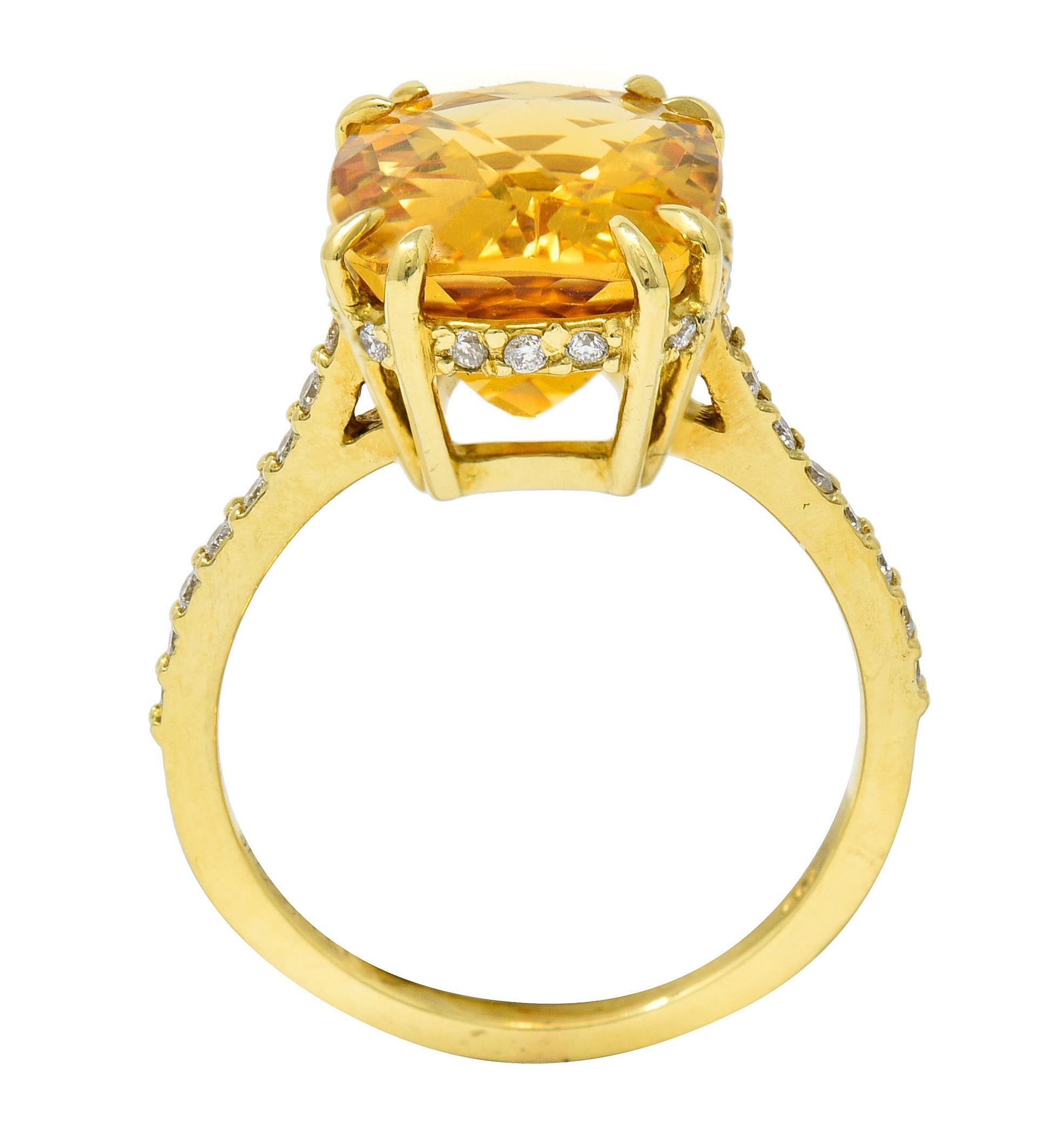 Sunny Citrine Diamond 18 Karat Gold Gemstone Cocktail Ring 3