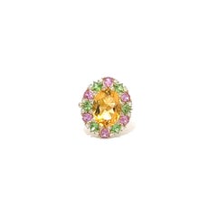 Sunny Citrine Diamond Pink Sapphire Ring 18K Yellow Gold Exclusive Ring