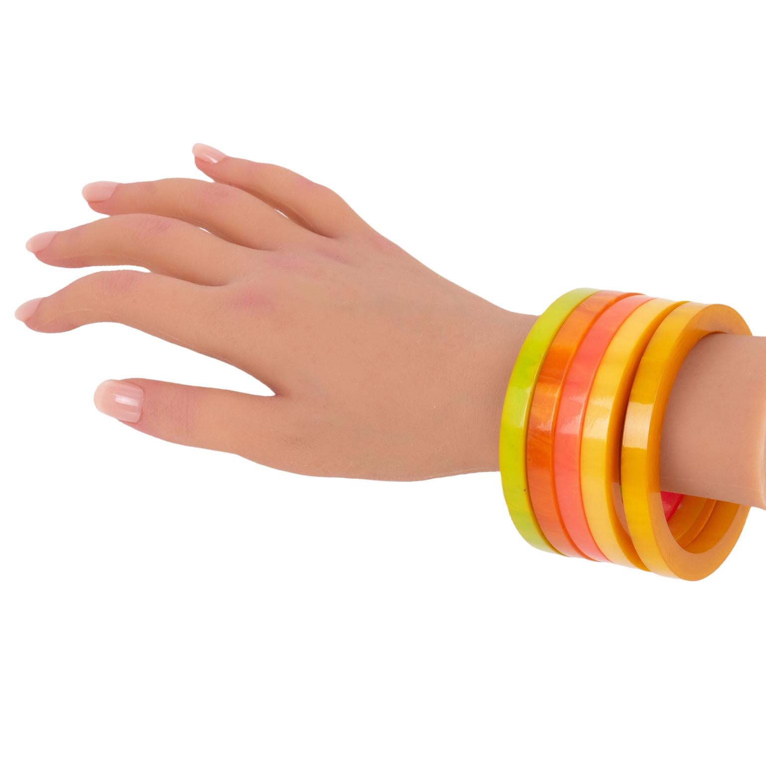 Pulsera de baquelita Sunny Colors, lote de 5 pulseras en venta 6
