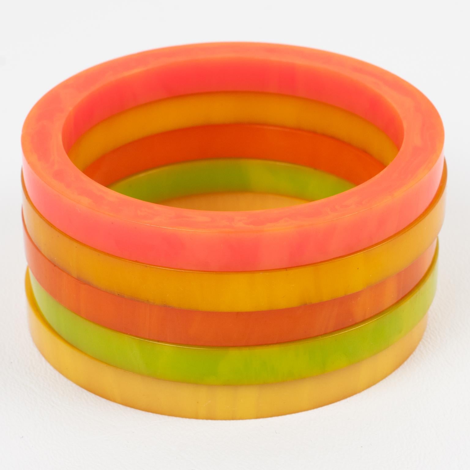 Pulsera de baquelita Sunny Colors, lote de 5 pulseras Art Decó en venta