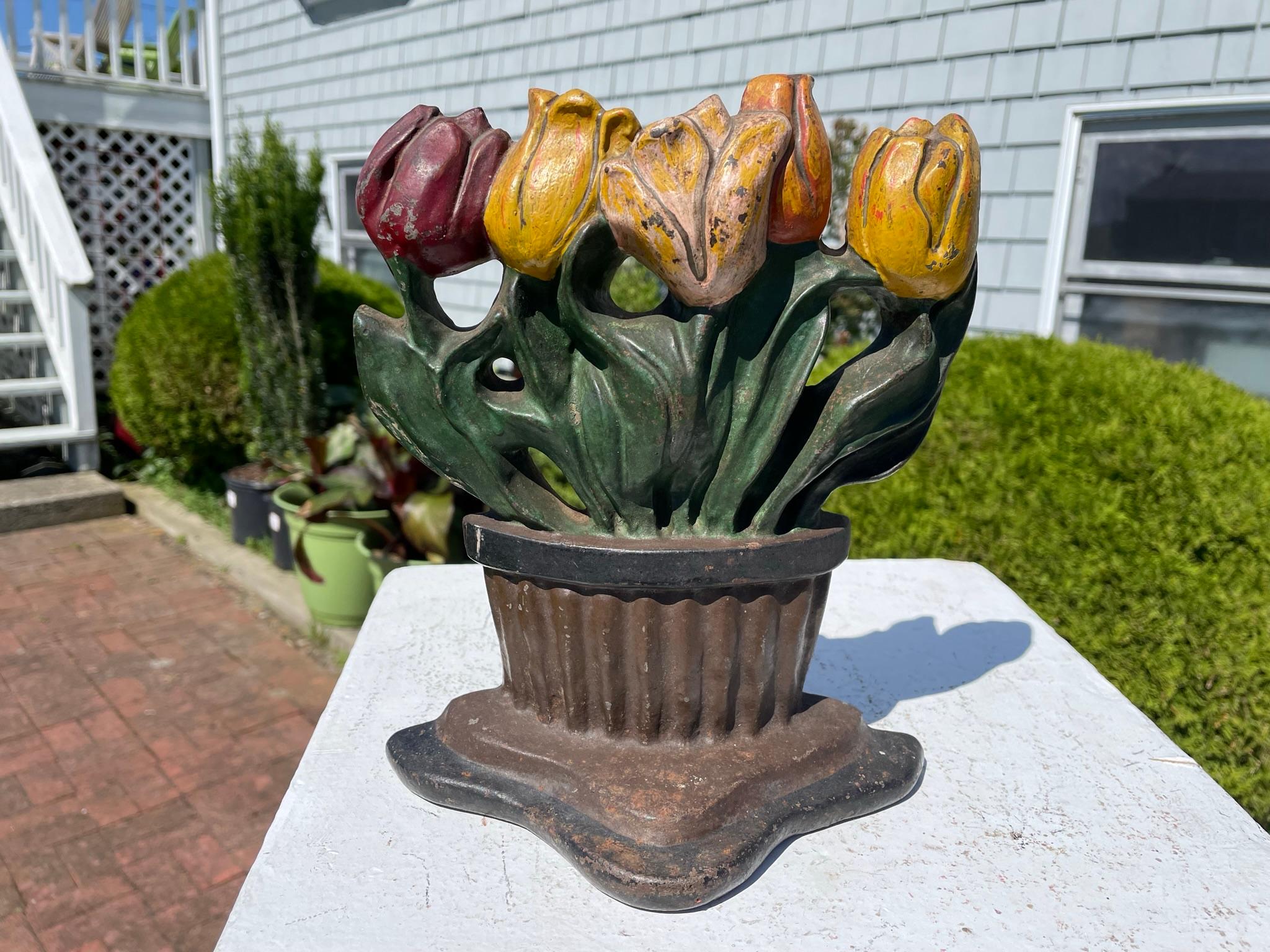 Folk Art Sunny Days Antique Tulip Bouquet Flower Sculpture