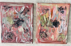 Sunny Isles Abstract Dyptich Paintings Signed