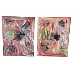 Sunny Isles Abstract Dyptich Mixed Media Paintings M Shulga