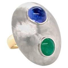 Vintage  Georg Spreng - Sunny Side Ring Platinum 950 Tourmaline Yellow, Tanzanite blue