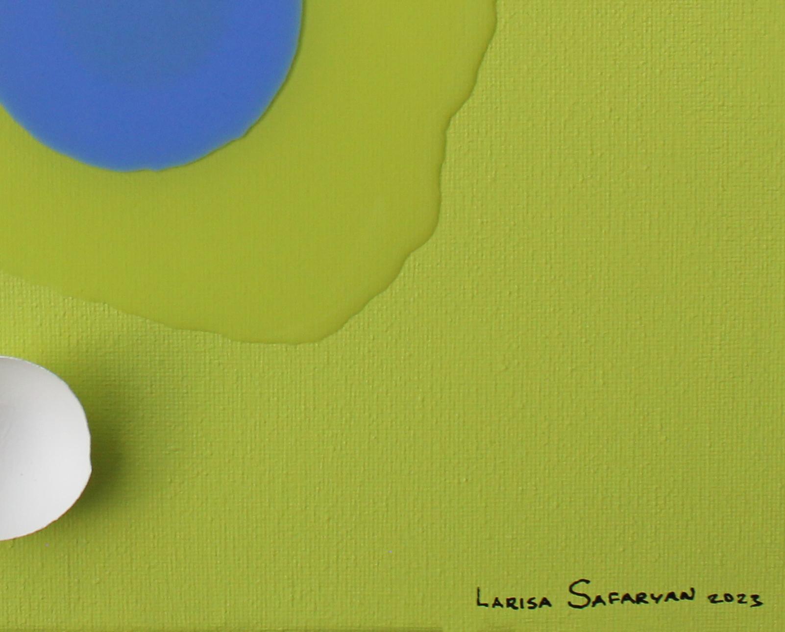 Américain Sunny Side Up I de Larisa Safaryan  Peinture acrylique, résine et coquillages sur toile en vente