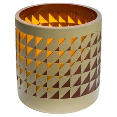 Sunny Side Up, ochre & amber geometric patterned glass vase by Sarah Wiberley