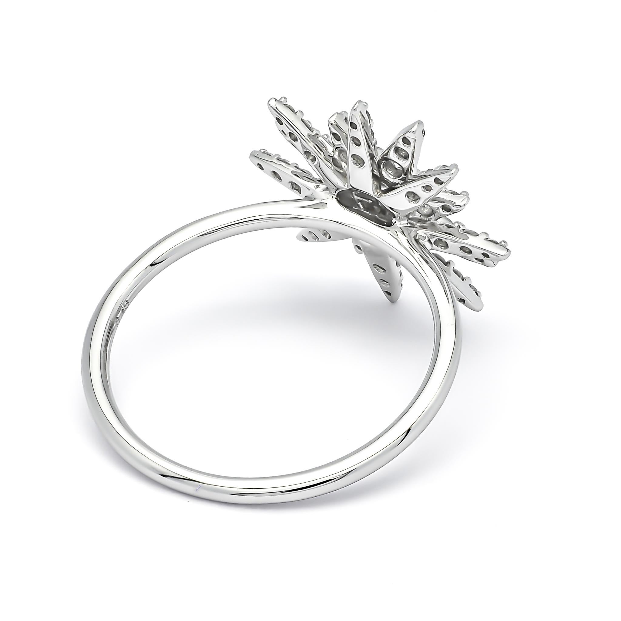 18KT White Gold Diamonds Star Burst Statement Ring R085745, Modern Diamond Ring 4