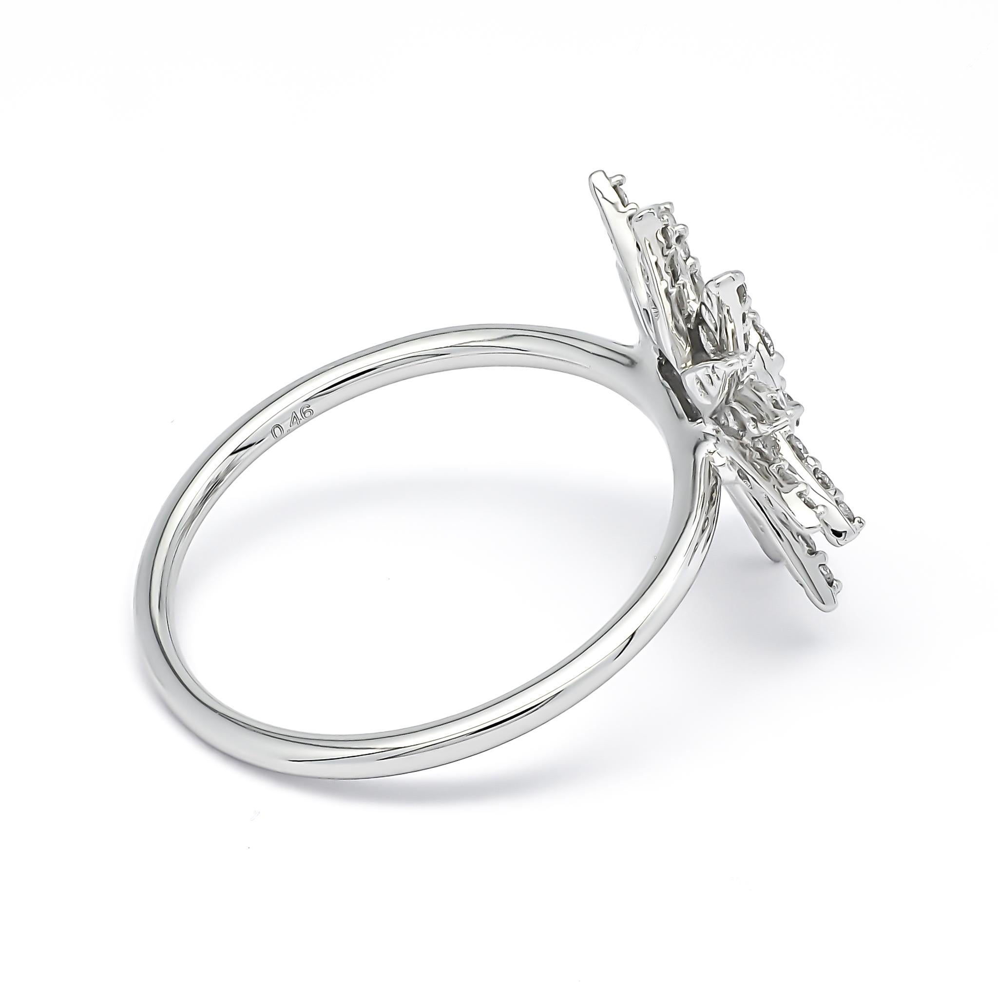 18KT White Gold Diamonds Star Burst Statement Ring R085745, Modern Diamond Ring 5