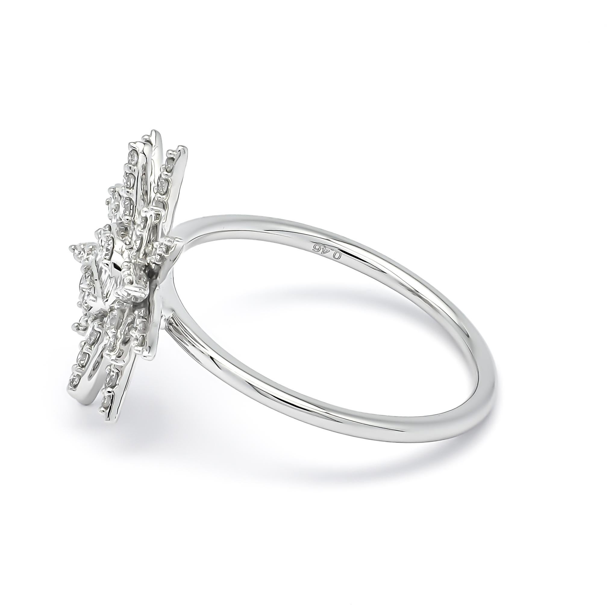 18KT White Gold Diamonds Star Burst Statement Ring R085745, Modern Diamond Ring 6