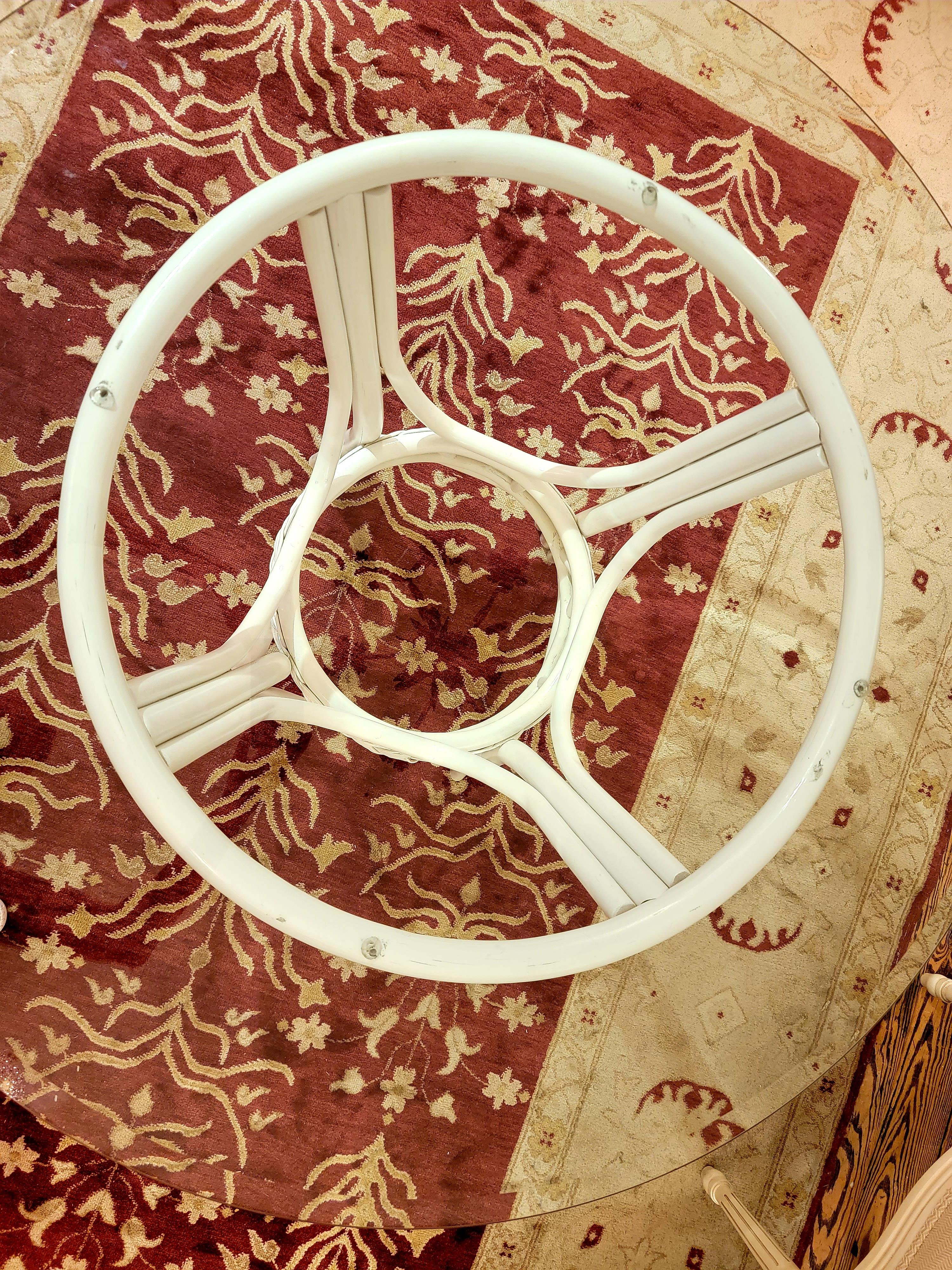 Sunny White Wicker Dining Table Set with Four Armchairs 6