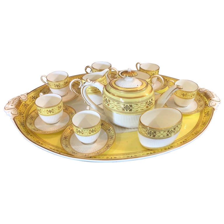 Sunny Yellow and White Bailey Banks Includes and Biddle Tea Set For ...