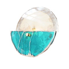 Sunnymoon Wall Sconce by Sabrina Landini, Azure Silvered Glass, Hand Made Italy