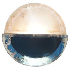 Aplique de pared contemporáneo "Sunnymoon", cristal plateado artístico satinado azul, latón