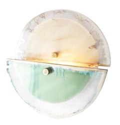 Applique murale contemporaine Sunnymoon, verre argenté Jade Satin art, laiton