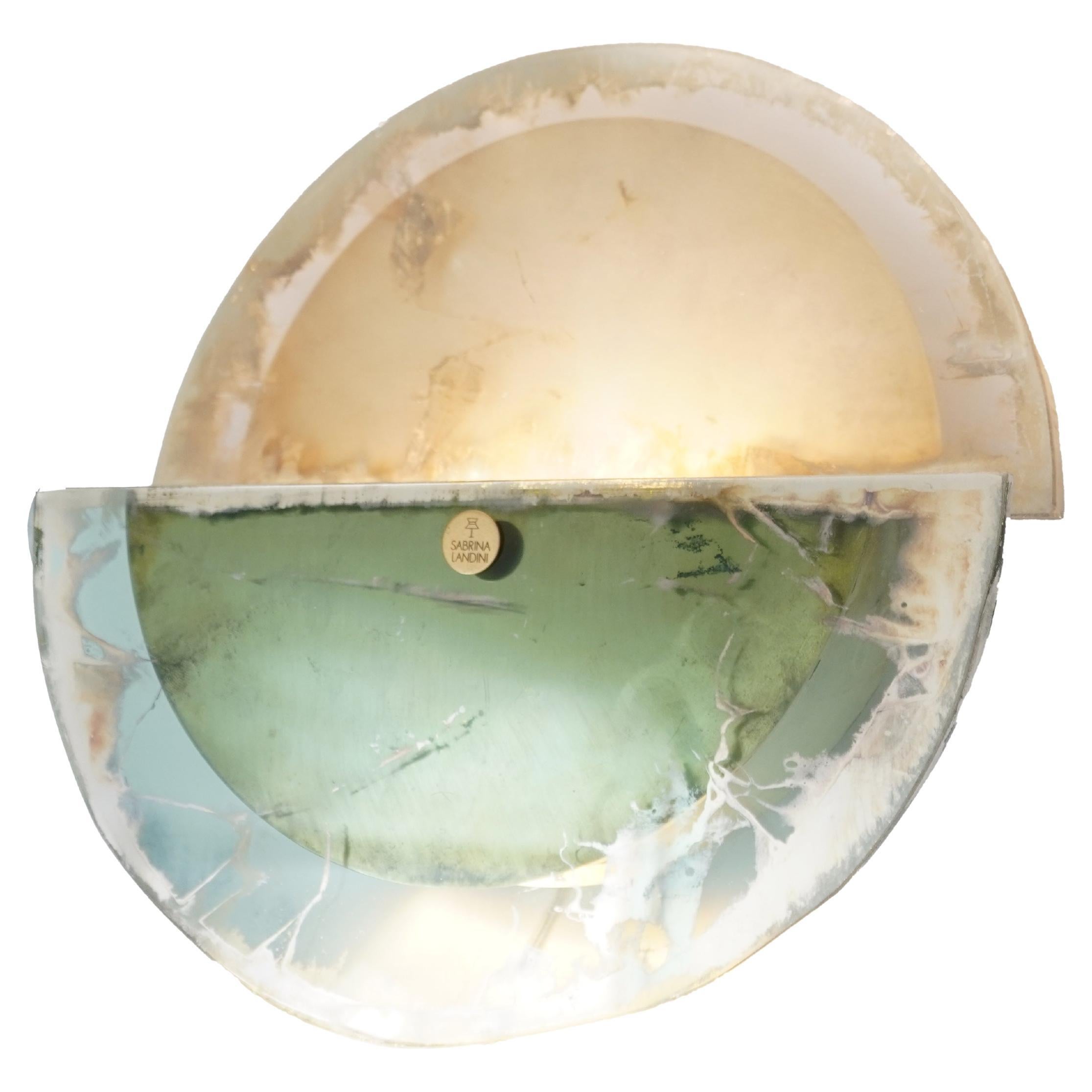 Sunnymoon Contemporary Wandleuchter, Jade Satiniertes Kunstglas, Messing