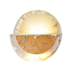 "Sunnymoon", applique da parete contemporanea, vetro argentato Rose Satin art, ottone