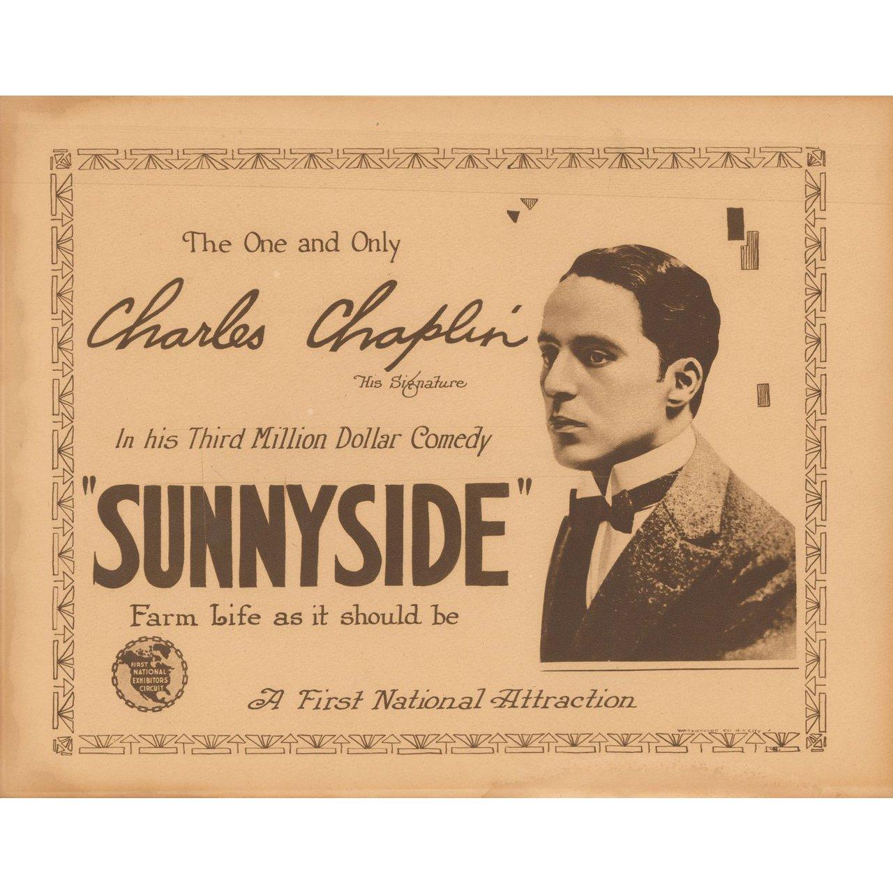 Original 1919 U.S. title card for the film Sunnyside directed by Charles Chaplin with Charles Chaplin / Edna Purviance. Very Good-Fine condition. Please note: the size is stated in inches and the actual size can vary by an inch or more.