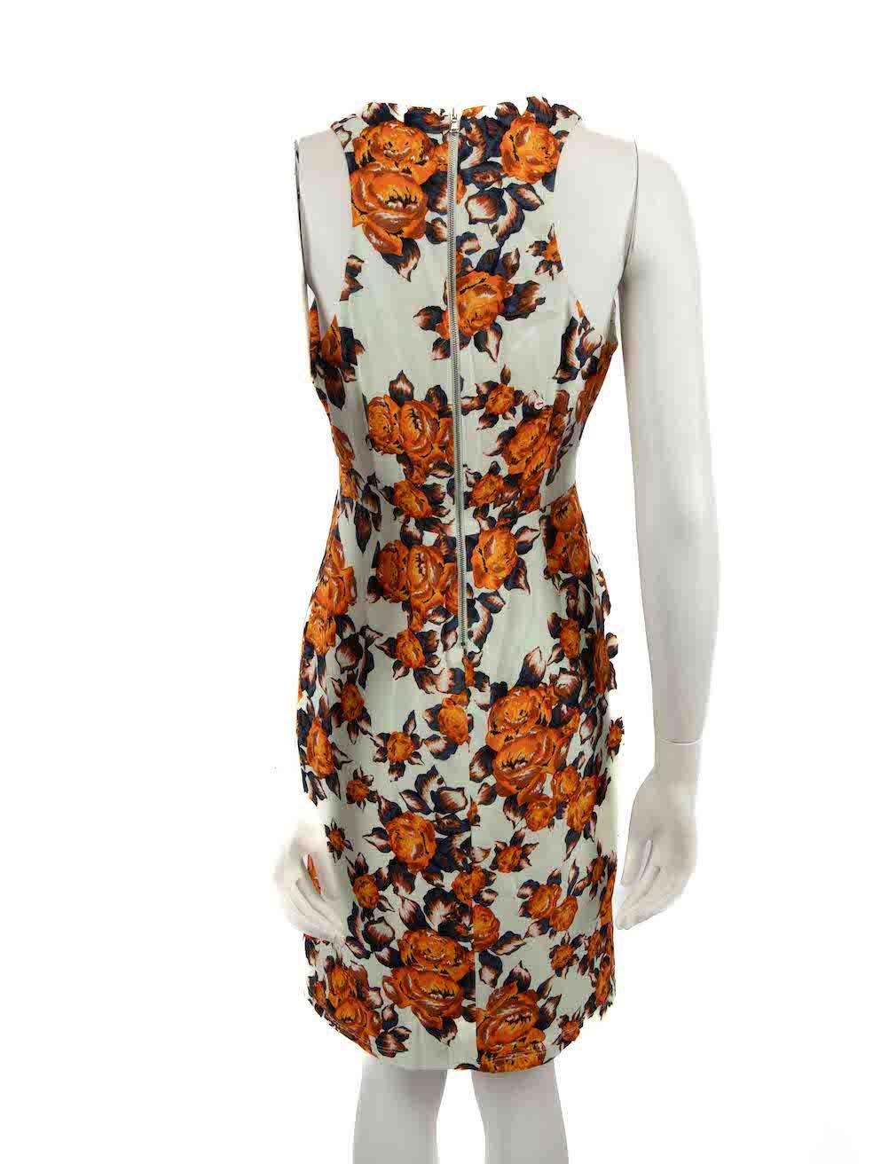 Suno Orange Silk Floral Cut-Out Mini Dress Size S In Good Condition For Sale In London, GB