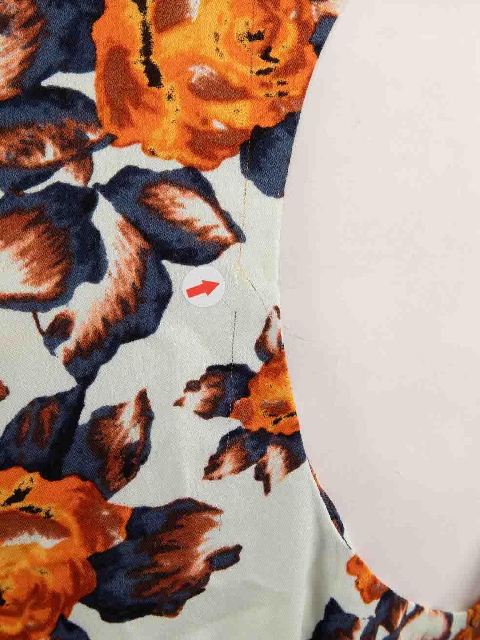 Women's Suno Orange Silk Floral Cut-Out Mini Dress Size S For Sale