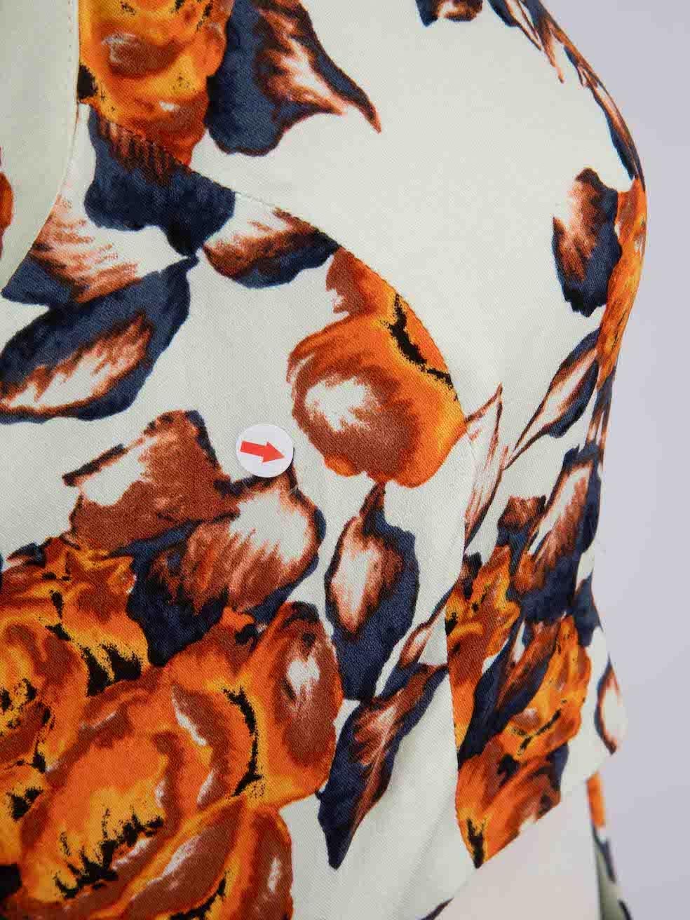 Suno Orange Silk Floral Cut-Out Mini Dress Size S For Sale 1