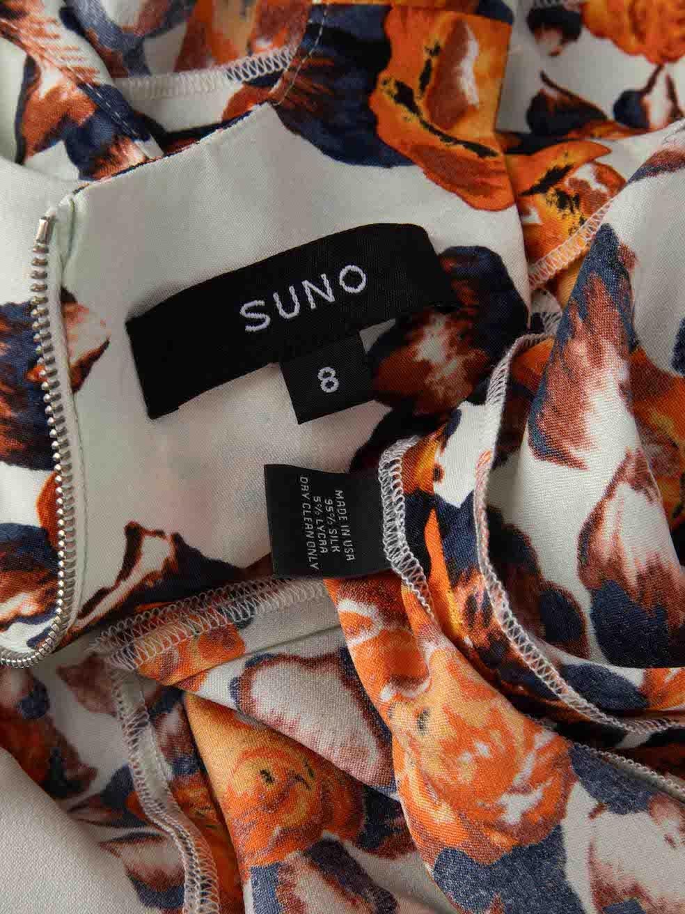 Suno Orange Silk Floral Cut-Out Mini Dress Size S For Sale 3
