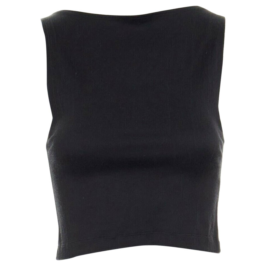 SUNO, top senza maniche in cotone elasticizzato nero lavato UK6 XS