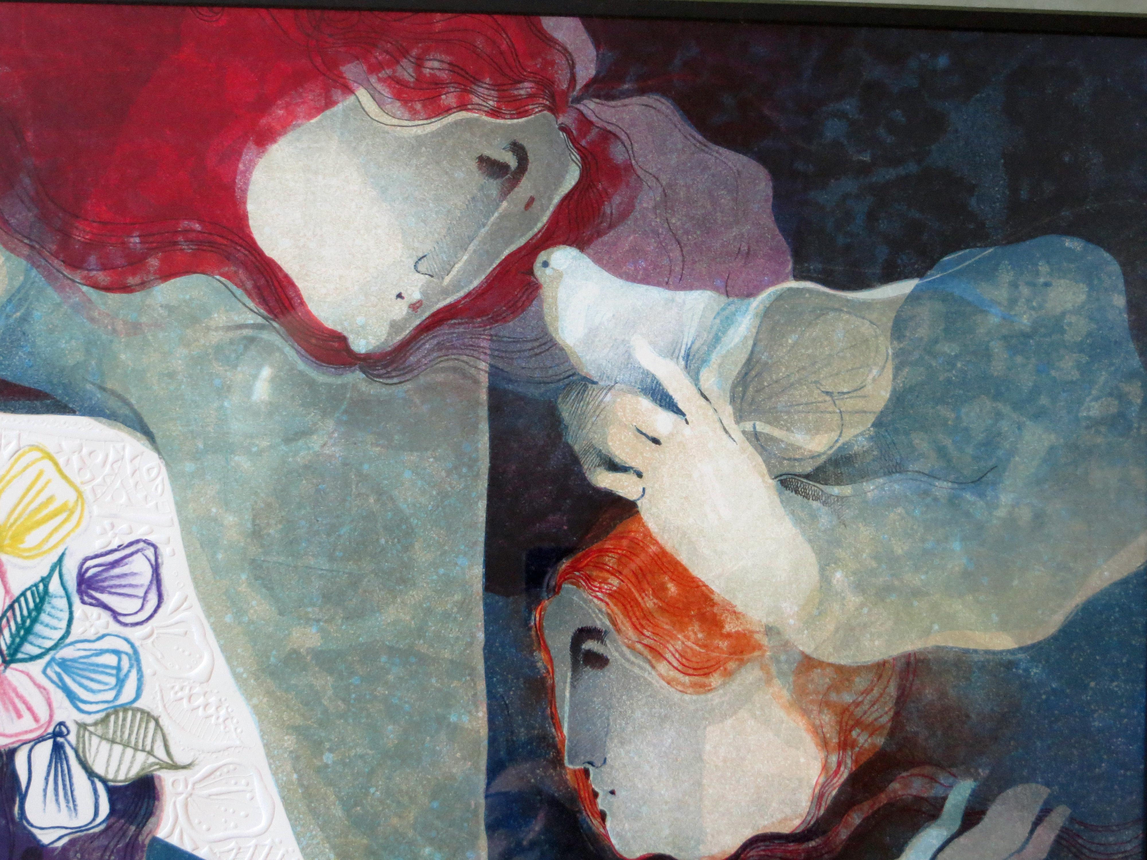 Embossed lithograph - Gray Figurative Print by Sunol Alvar