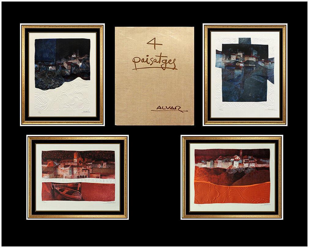 Sunol Alvar Authentic and Original Embossed Color Lithographs, "4 Paisatges Suite", Professionally Custom Framed and Listed with the Submit Best Offer option.
Accepting Offers Now:  Up for sale here we have an Authentic and Rare Set of Lithographs
